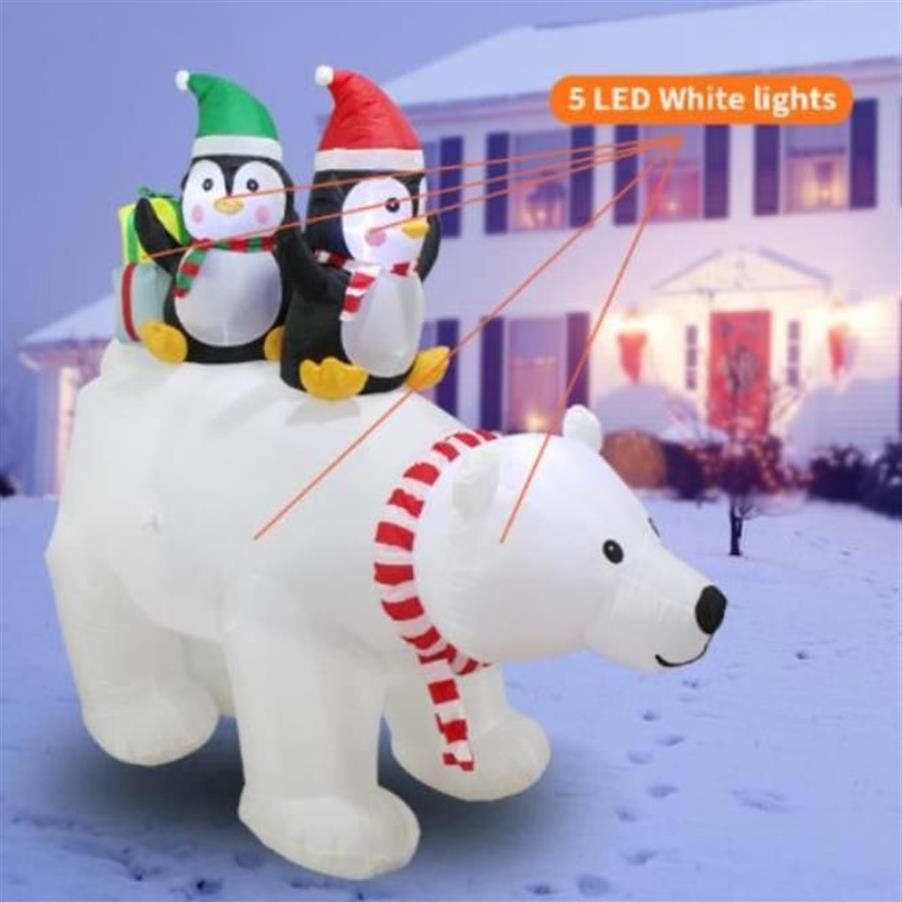 Christmas Party Decoration Event Glowing Inflatable Santa Claus Polar Bear Penguin Ornaments Welcome Toy 7ft with Light P1121325s