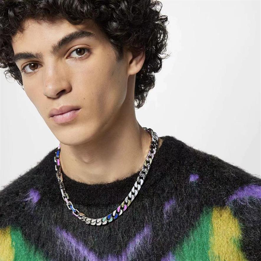Färgad zirkon skarvande herrkedja halsband italiensk design mode street trend armband tillbehör299r