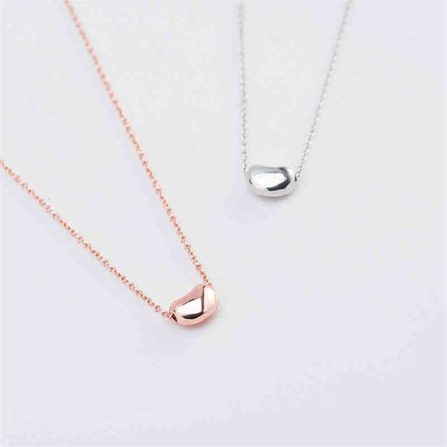 T Home S925 Sterling Silver Necklace قلادة أنثى Pea Acacia Bean Silver Clavicle294U