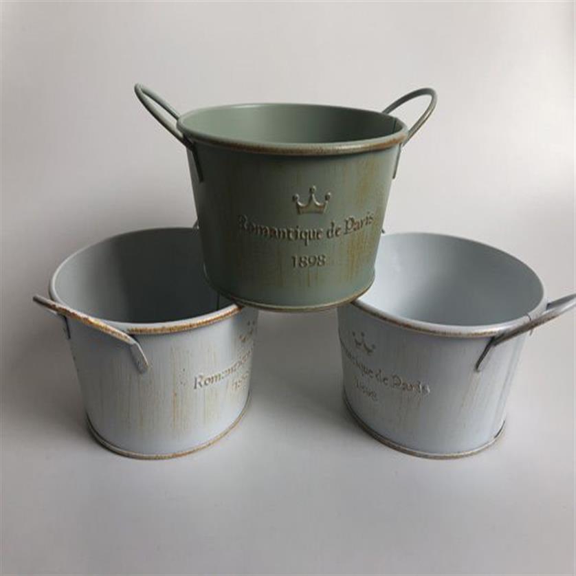 D12XH6 Vintage Nostalgia Tin Planter Galvanized Buckets Wedding Succulents Pot Romancique de Paris Since 1898 T200529337q