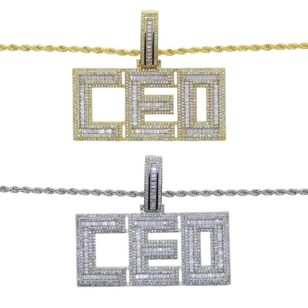 Ketten Iced Out Initial Letter CEO Anhänger Halskette mit 5mm CZ Seil Tennis Kette Choker Halsketten für Männer Junge Hip Hop SchmuckChai278d