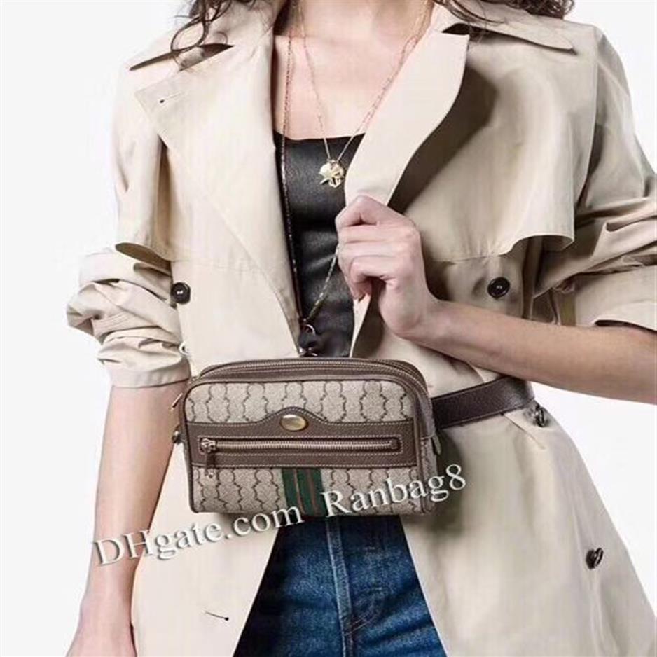 Designer Ophidia Femmes Sac à taille 517076 Brown Real Cowhide Bumbag Belt Sacs Zip Pouche Femmes Vraf