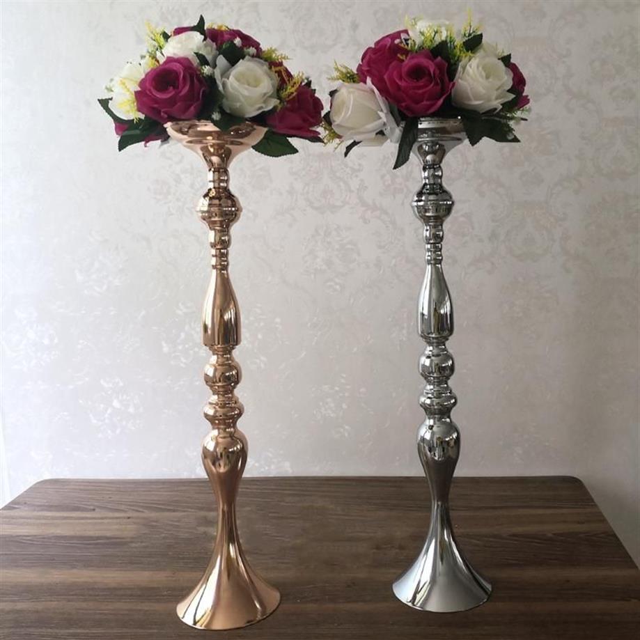 Ljushållare 60 cm 24 Metal Ljusstake Flower Vase Table Centerpiece Event Rack Floor Lead Wedding Decor315Z