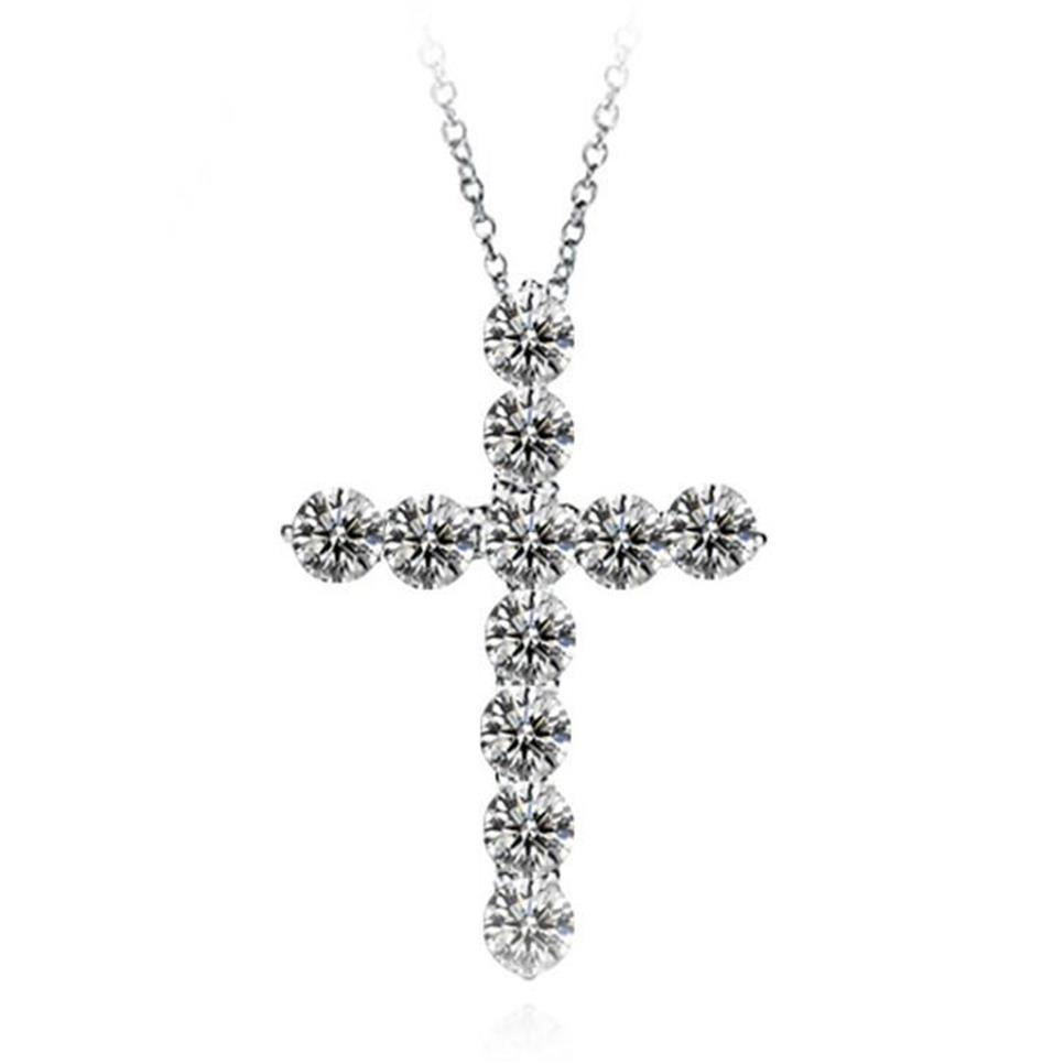 Mode Croix Designer Pendentif Colliers Beauté Brillant A CZ Diamant Pierre Cristal Top Qualité Femmes Collier S925 Sterling Silver229z