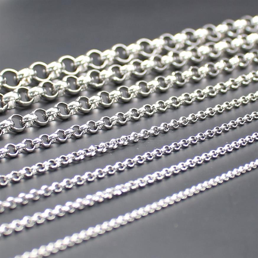 12 mètres entier en acier inoxydable rond Rolo chaîne lien bijoux à bricoler soi-même marquage résultats chaînes 2 5mm 3mm 4mm 6mm2622
