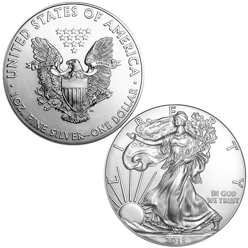 Annan heminredning American Eagle Silver Coin Non Magnetic Statue 1oz Silver Plated 40 MM Commemorative Decoration Non Currency Coll1680