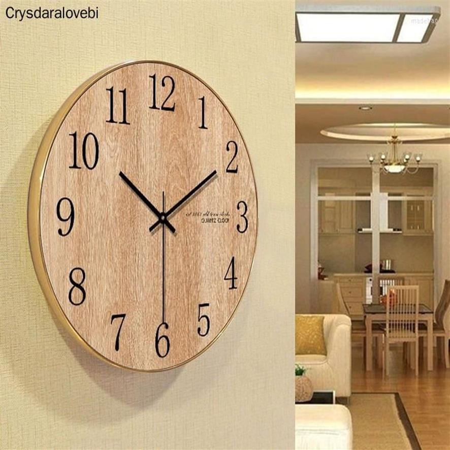 Wandklokken Arabisch Cijfer Ontwerp Ronde Houten Digitale Klok Mode Stille Woonkamer Decor Woondecoratie Horloge Gift338I