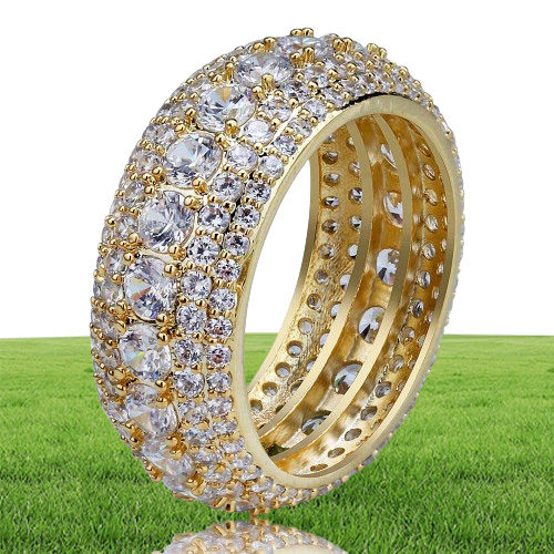 Taglia 711 HipHop 5 file di lusso zirconi cubici Anello di diamanti Moda oro argento maschi dito ghiacciato anelli di gioielli da uomo94277312264806