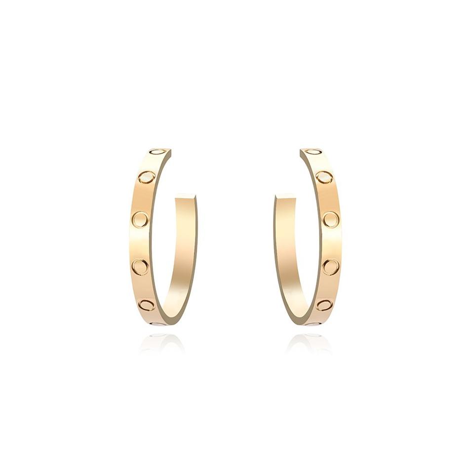 Högutgåva Hoop Huggie Screw Stud Love Earrings For Women Ladies Girls Gift Jewelry 316L Titanium Steel Designer Jewelry Surfa2811