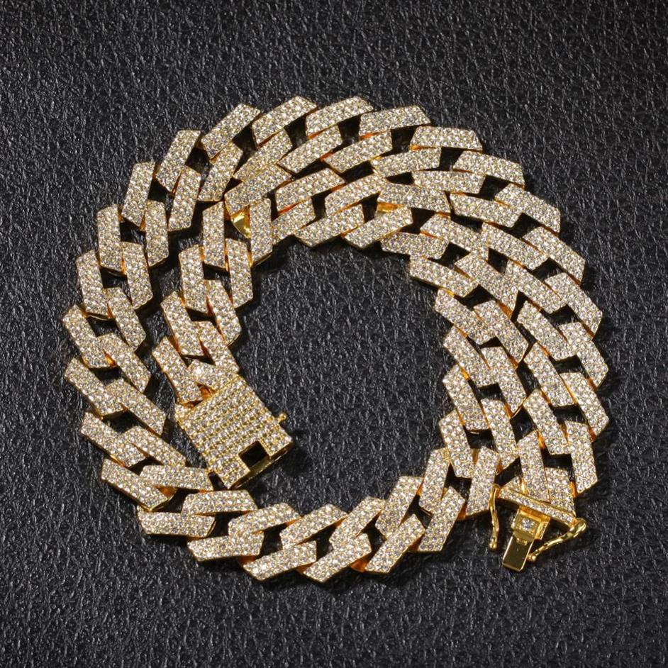 The Bling King 20 mm Cuban Link łańcuch Naszyjnik Moda Biżuteria Hiphop 3 Row Rhinestones Iced Naszyjniki dla mężczyzn Q1121215D