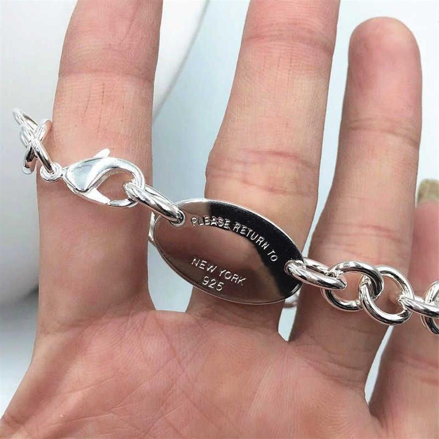 T S925 Ciondolo ovale in argento sterling Bracciale esclusivo Gioielli originali di alta qualità Amanti Matrimonio Regalo di San Valentino195g