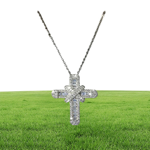 Hip Hop Vintage Fashion Jewelry 925 Sterling Silver Pendant Jesus Pave White Sapphire Cz Diamond Women ClaVicle Halsband med Chain8410438