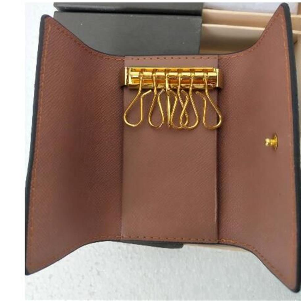 La poche clés Damier Canvas détient des femmes de concepteur classiques célèbres de haute qualité 6 porteurs clés porte-monnaie en cuir en cuir porte-carte portefeuille