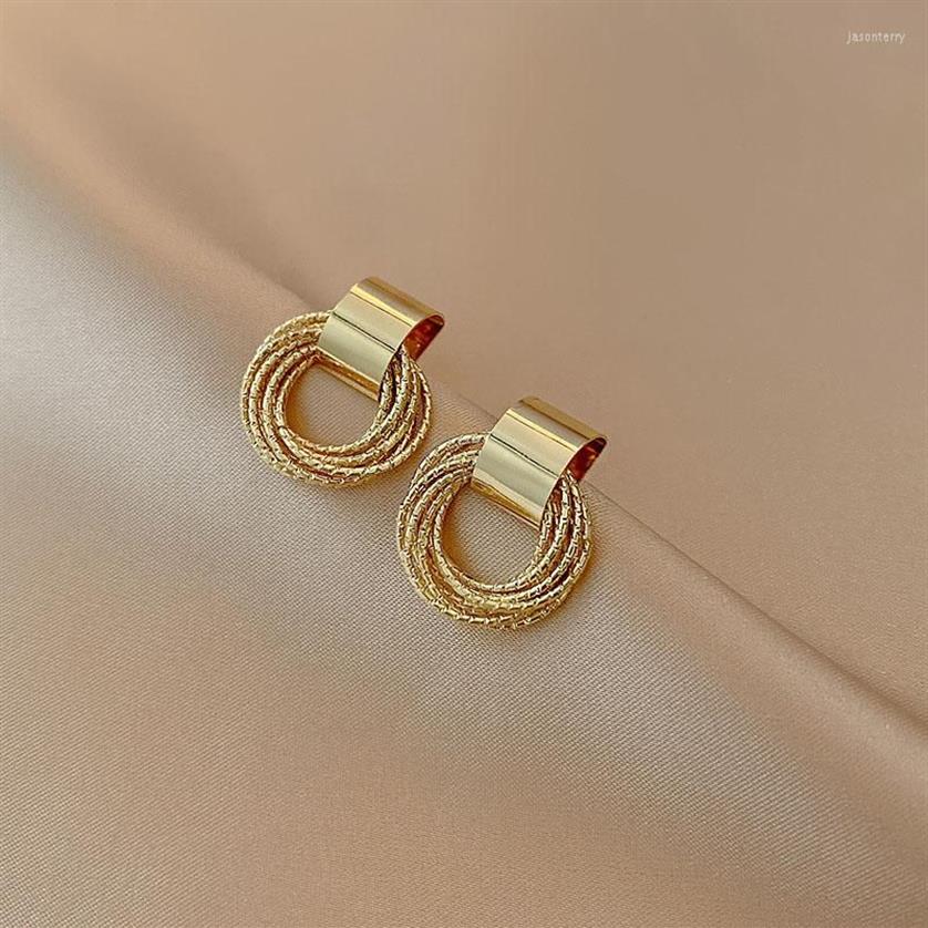 Orecchini a bottone semplice da donna color oro vintage piccolo cerchio piercing alla nappa donna insolito fascino coreano gioielli l'orecchio203V