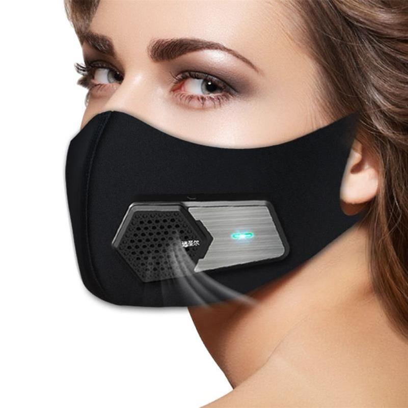 Cotton Face Maskswashable och återanvändbar smart elektrisk luft respirator ansiktsmask mode svart trasa ansikte maske för grodd skydd271a