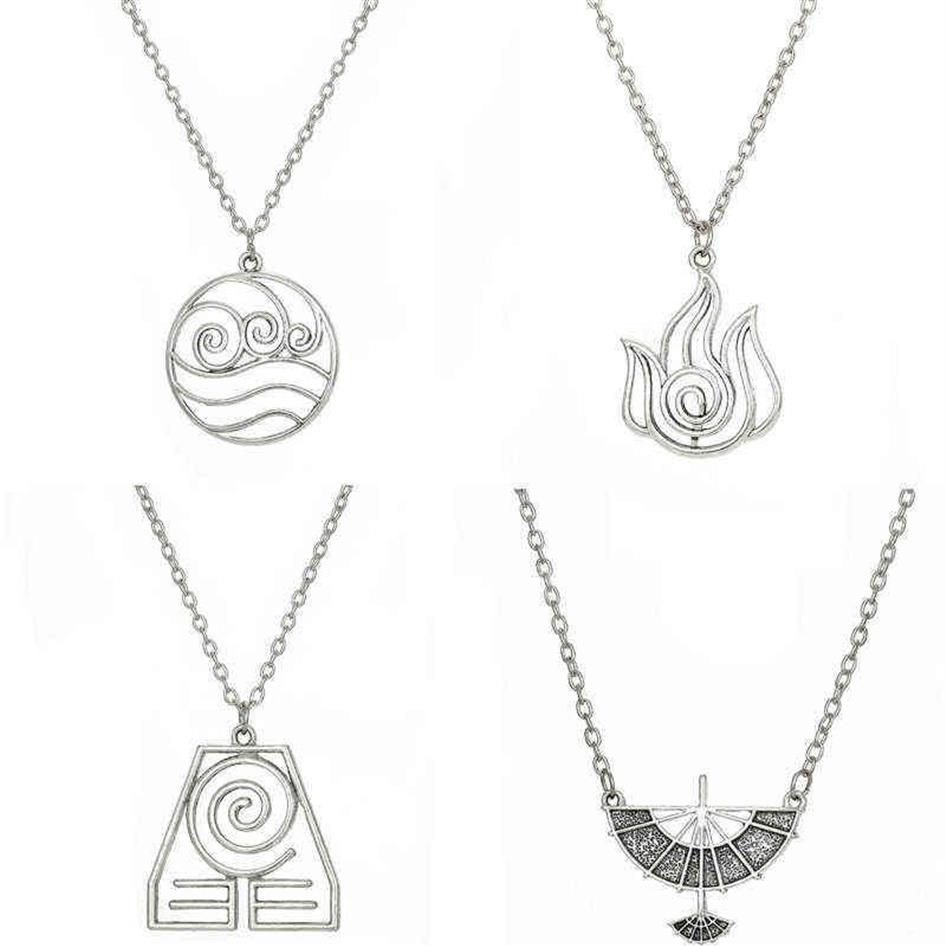 Avatar The Last Airbender Colgante Collar Air Nomad Fuego y Agua Tribu Enlace Collar de Cadena Para Hombres Mujeres Joyería de Alta Calidad G317f