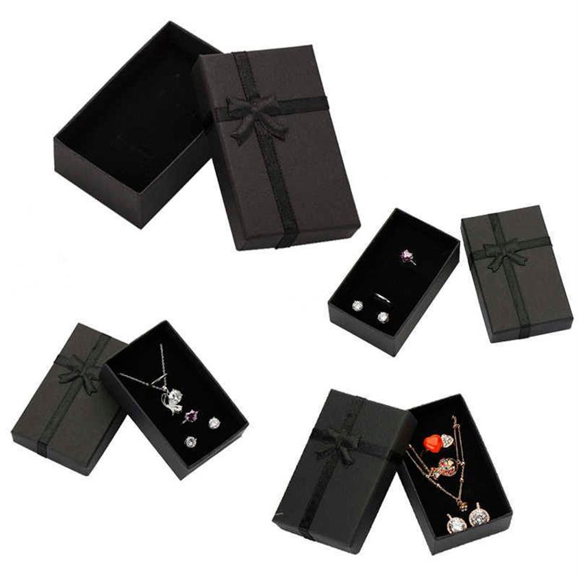 32 stuks sieradendoos 8x5cm zwarte ketting voor ring cadeaupapier sieradenverpakking armband oorbel display met spons 210713244N
