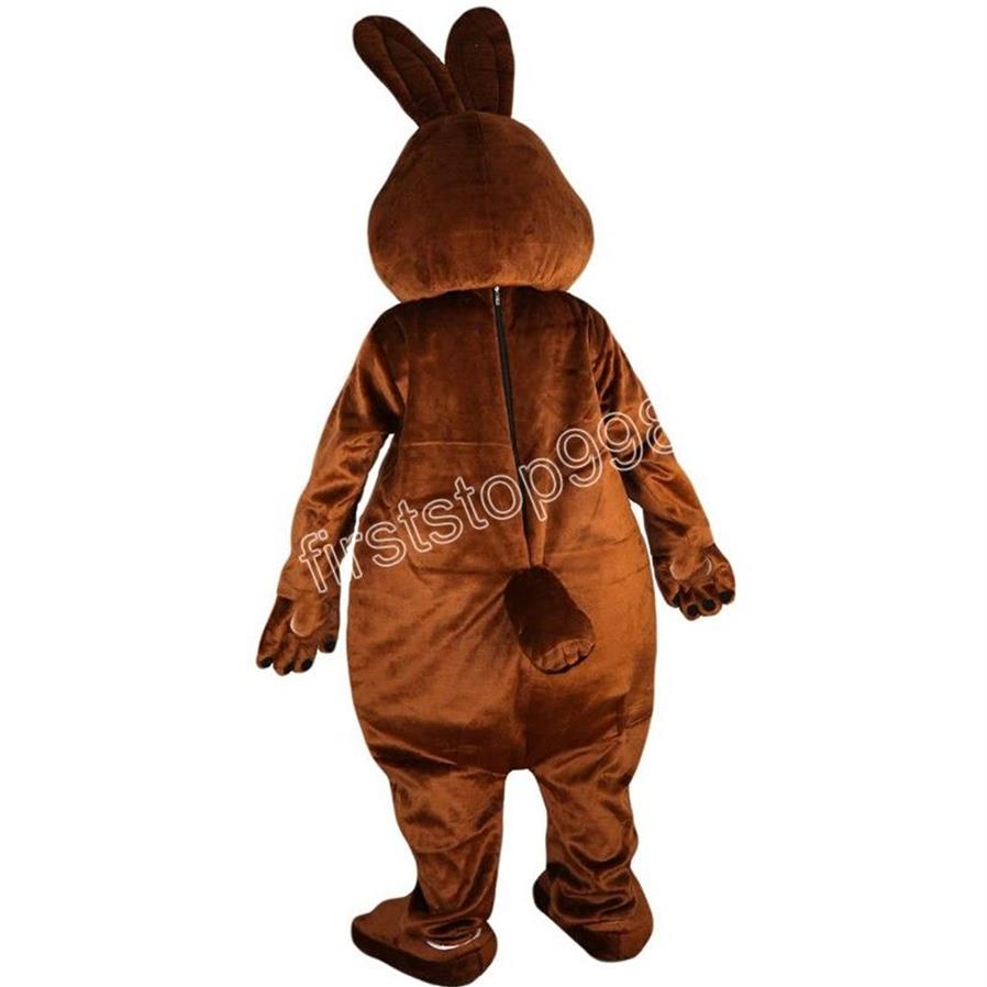 QERFORMANCE Costume da coniglio marrone Costume da mascotte coniglietto in peluche con maschera abito pasquale feste adulti2283