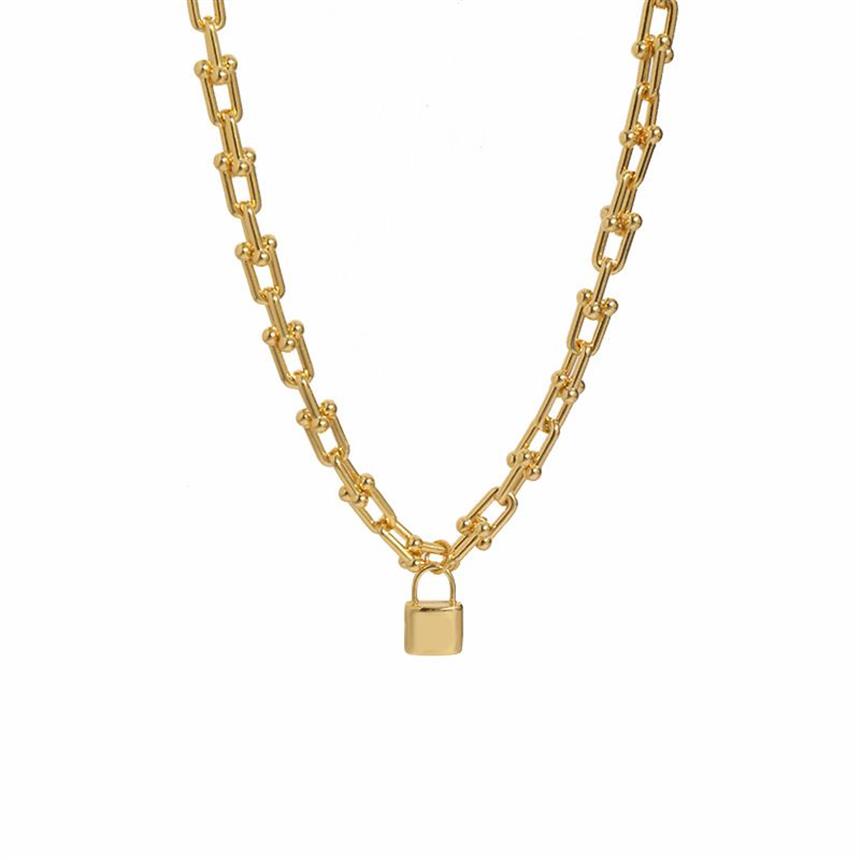 45 см новый дизайн бренда сердце любовь замки u-образная форма ожерелье для женщин аксессуары из нержавеющей стали циркон серебряный цвет золото роза Jewelr1831
