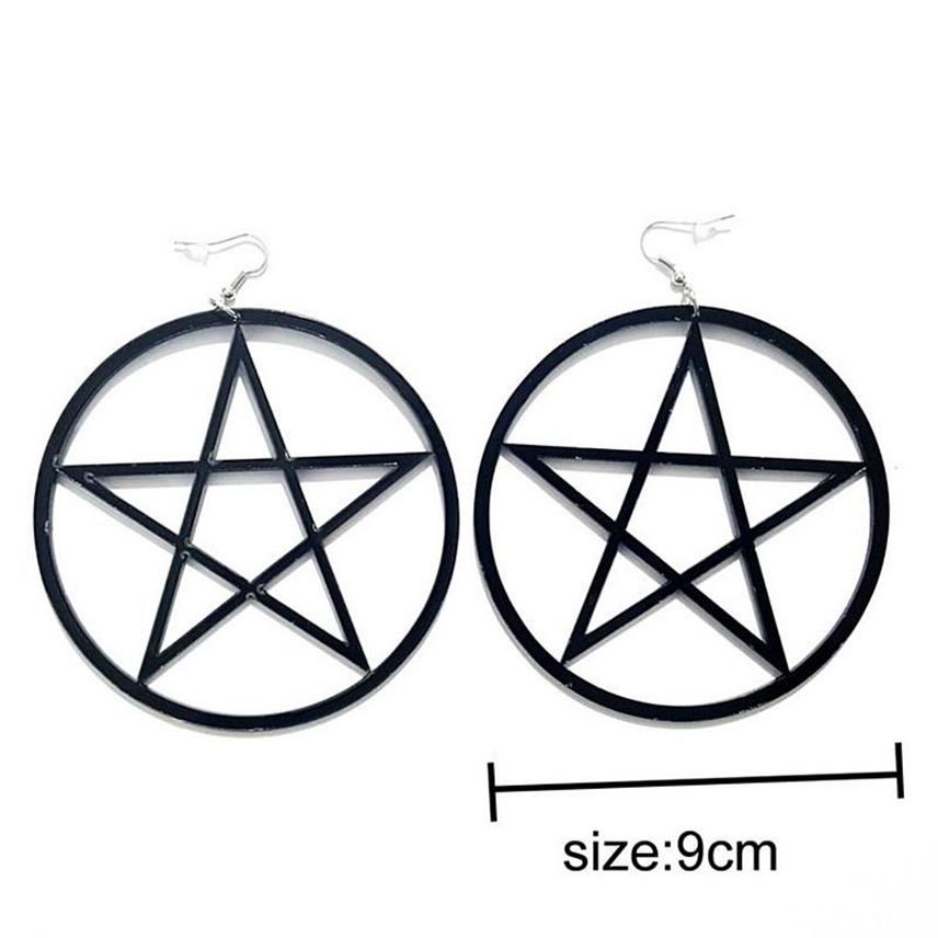 Dangle lustre tendance acrylique grand rond pentagramme boucles d'oreilles pour femmes rose cercle étoile Pendientes Punk fête bijoux cadeau 310S