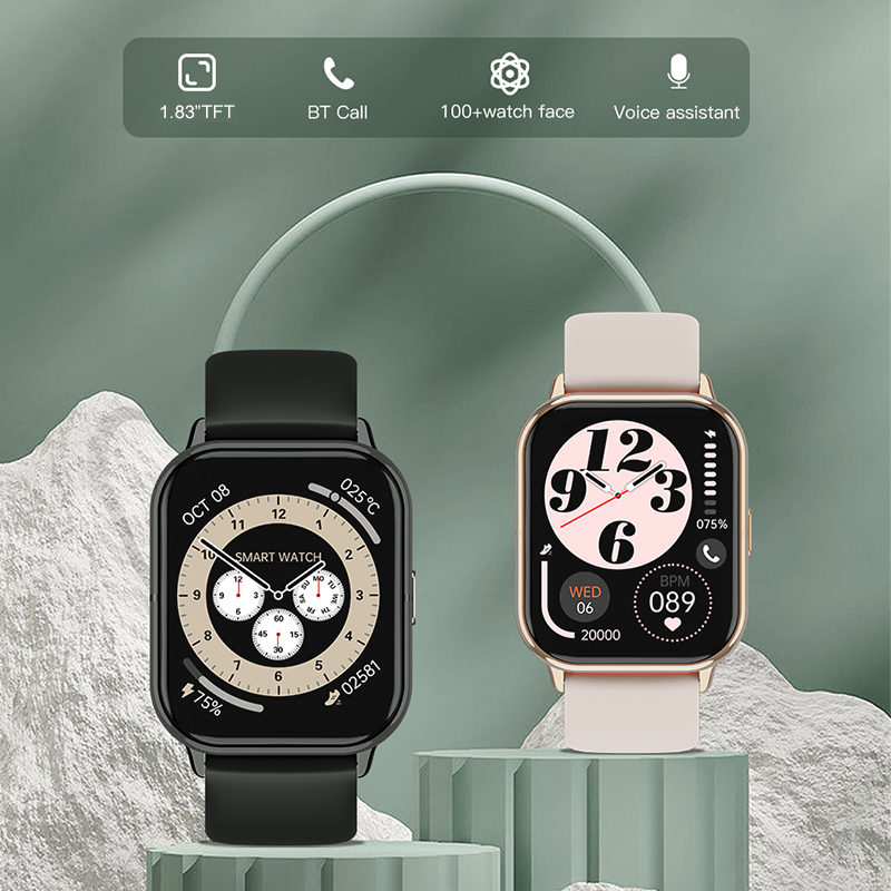 Bluetooth Call Smart Watch in Square 모양 1.83 인치 HD 전체 터치 스크린