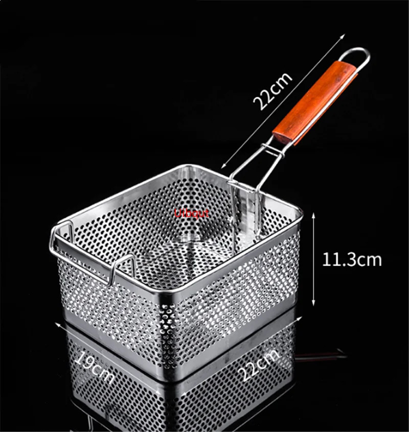 Filtri lavello Friggitrice in acciaio inox Cestello frittura Schermo patatine fritte Cornice quadrata Filtro a rete Crittografa Colino Colino a forma di frittura a rete 231204