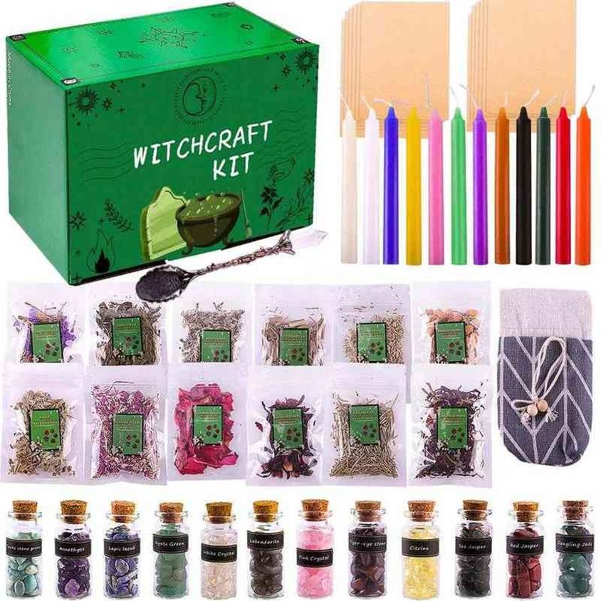 Vanilla Candle Set Witch Toolkit Dried Herbs Prayer Candle Crystal Stone Lovely DIY Witchcraft Supplies Decorate The Living Room H315i