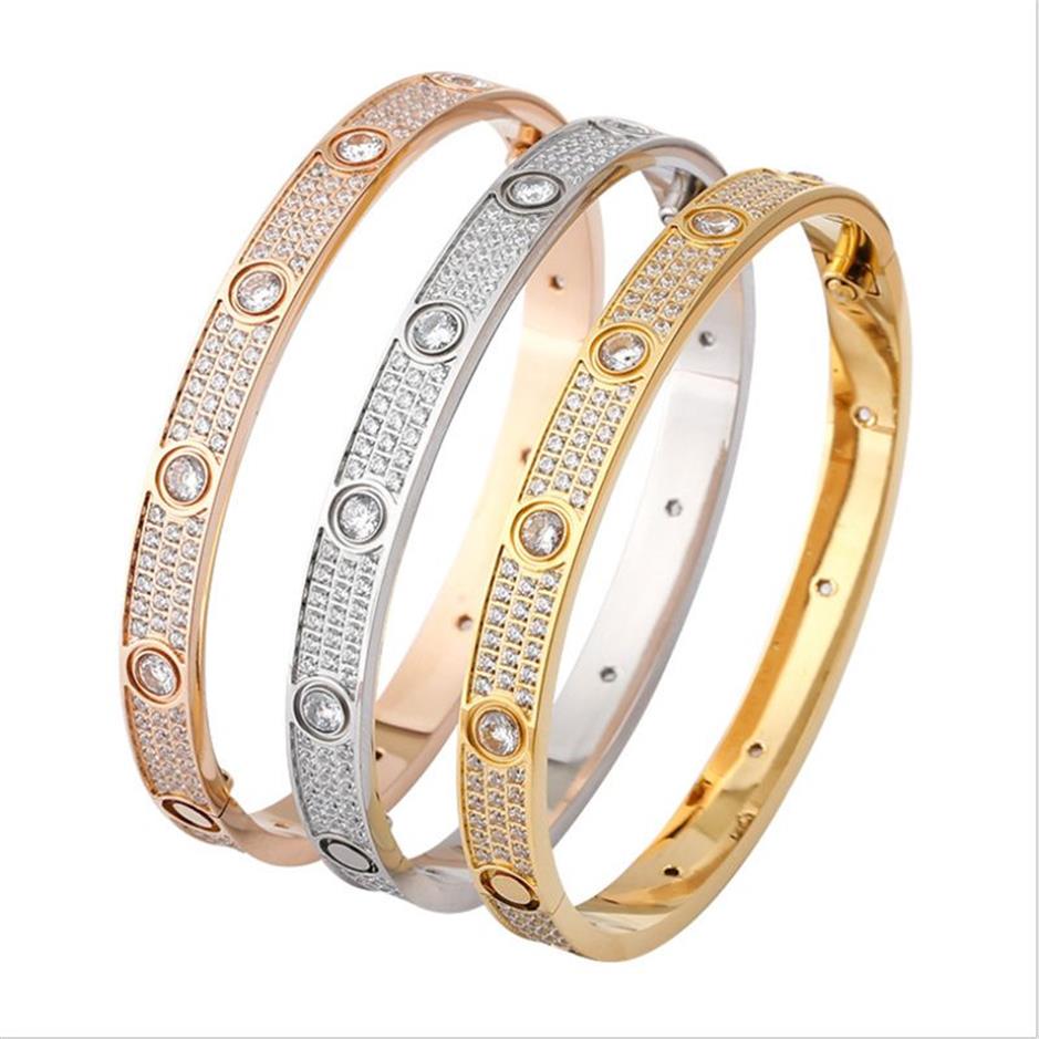 Charmarmband för kvinnor Män älskar Bangle Silver Rose Gold Titanium Steel Fashion Designer Smycken Skruvmejsel Diamond Armel274s