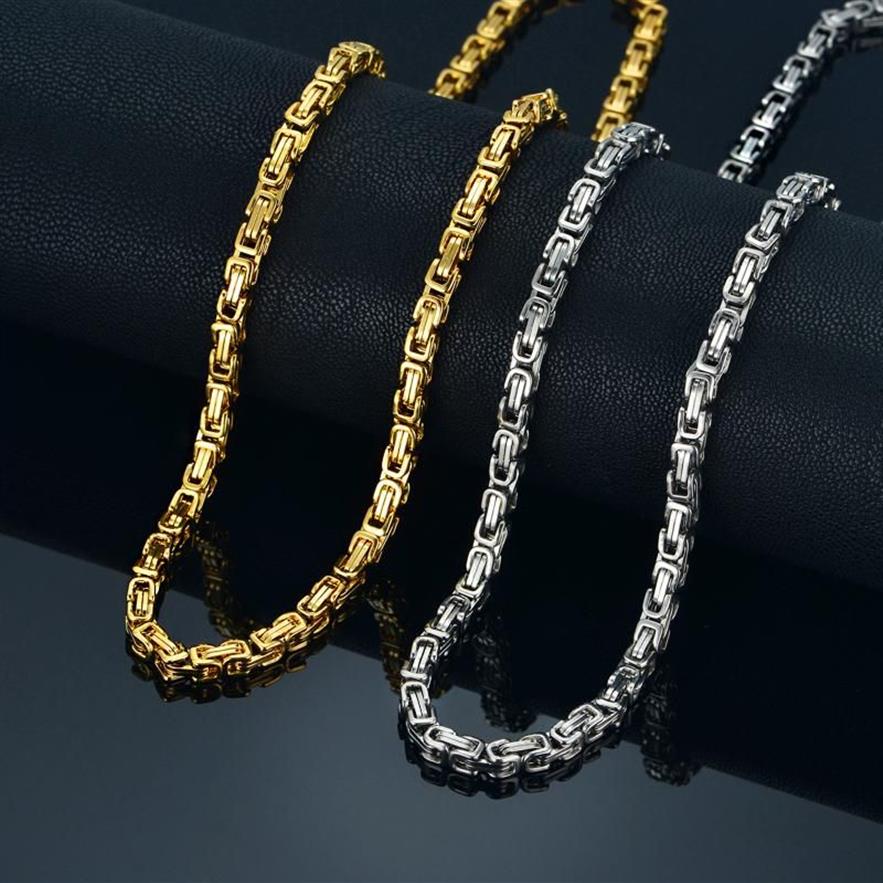 Chains Men's Gold Chain Necklace 20 23 26 Male Corrente Color Stainless Steel Byzantine For Men JewelryChai221Z