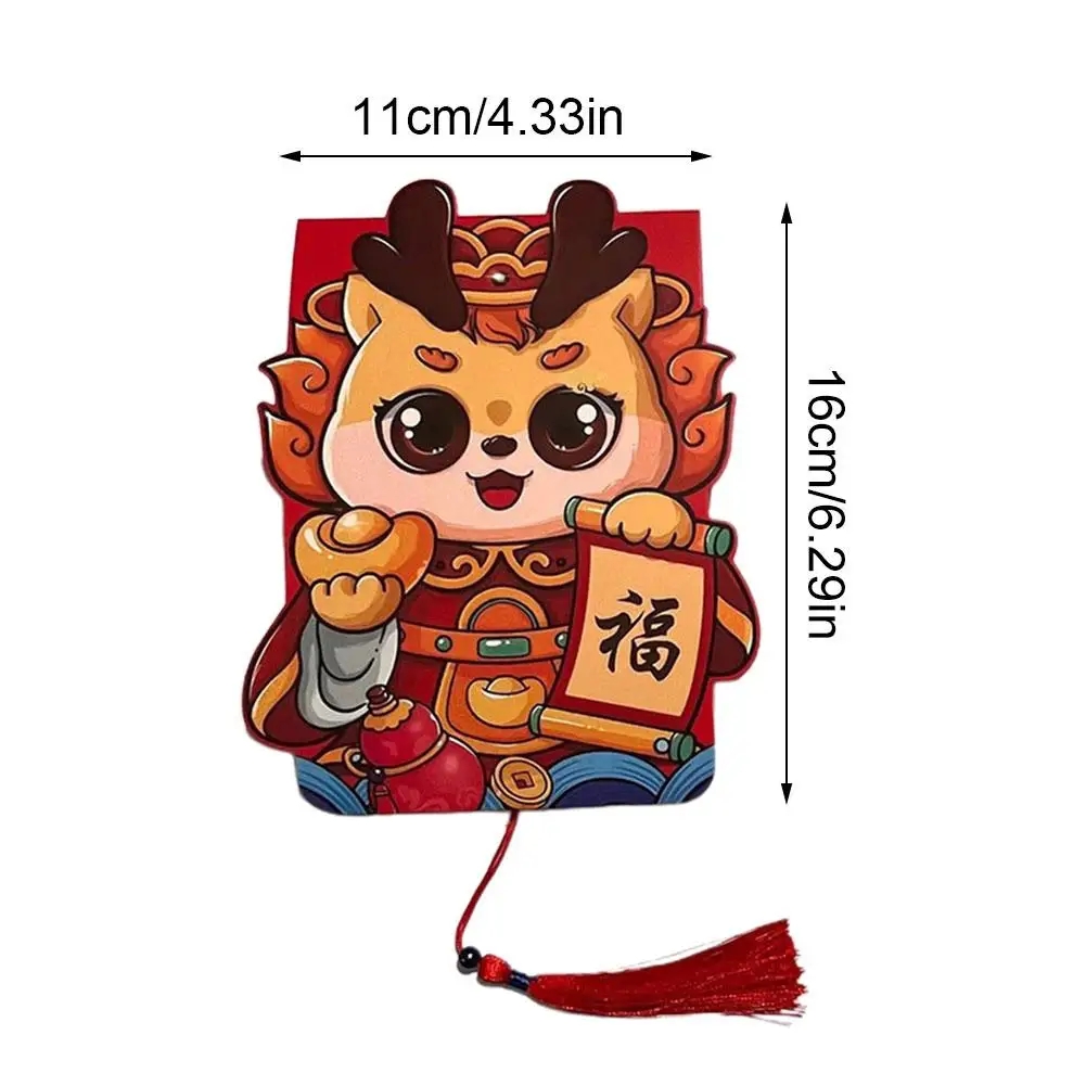 6 Card Slots Folding Chinese New Year Red Envelope,Chinese Spring Festival Wedding Lucky Money Packets,Cartoon Gift Money Bag