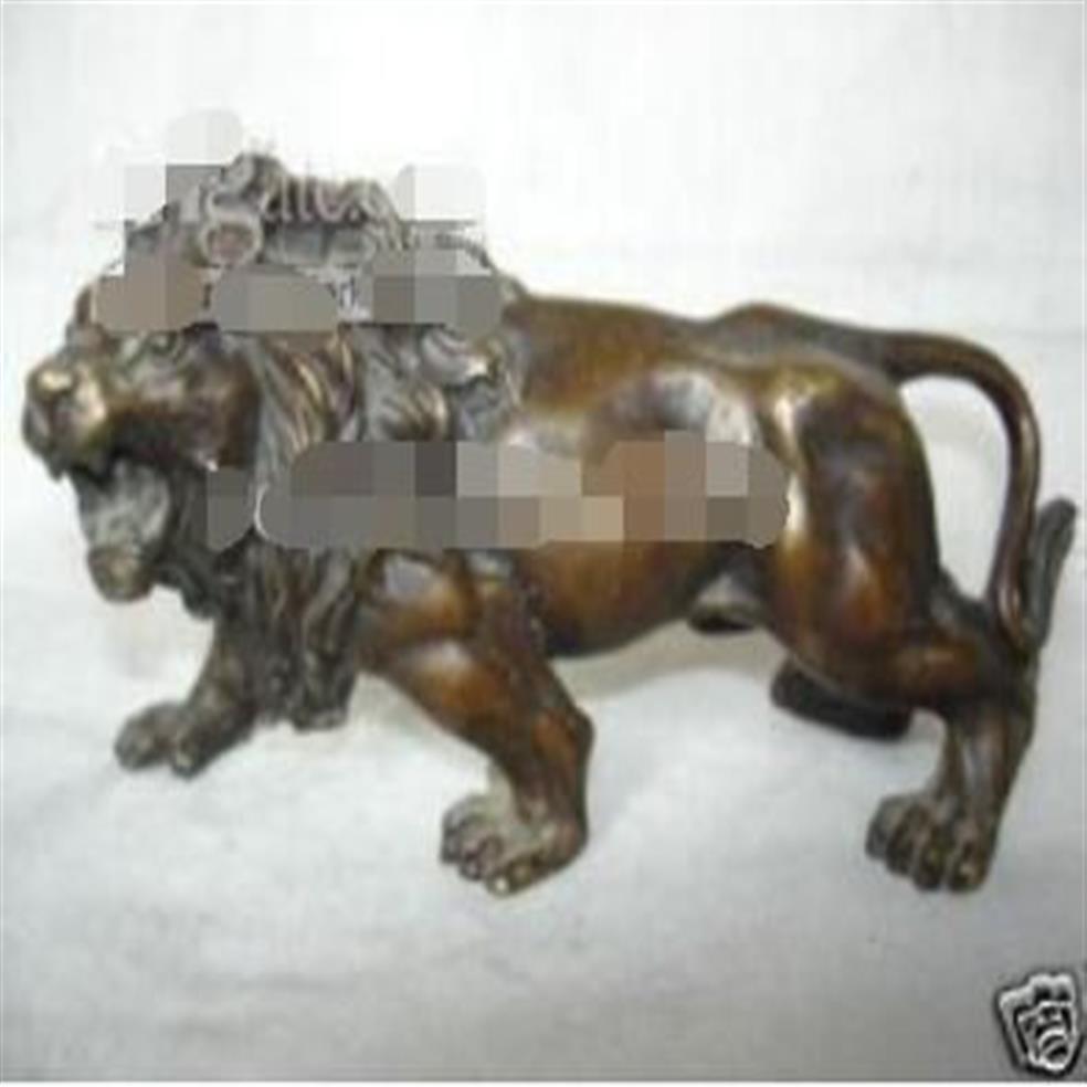 Brass Crafted Human Antique decoration Collectable home decorations FENG SHUI brass lion sculpture statue290E