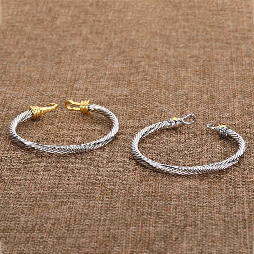 Bangle Silver Ed Cuff Fashion Men Bracelets Charm Bracelet Hook 5mm Wire Woman Designer Cable Mens Jewelry S216C