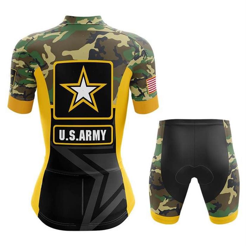 2022 US Army Women Cycling Jersey Set Bike Clothing Breattable Anti-UV Bicycle Wear Kort ärm cykelkläder225k