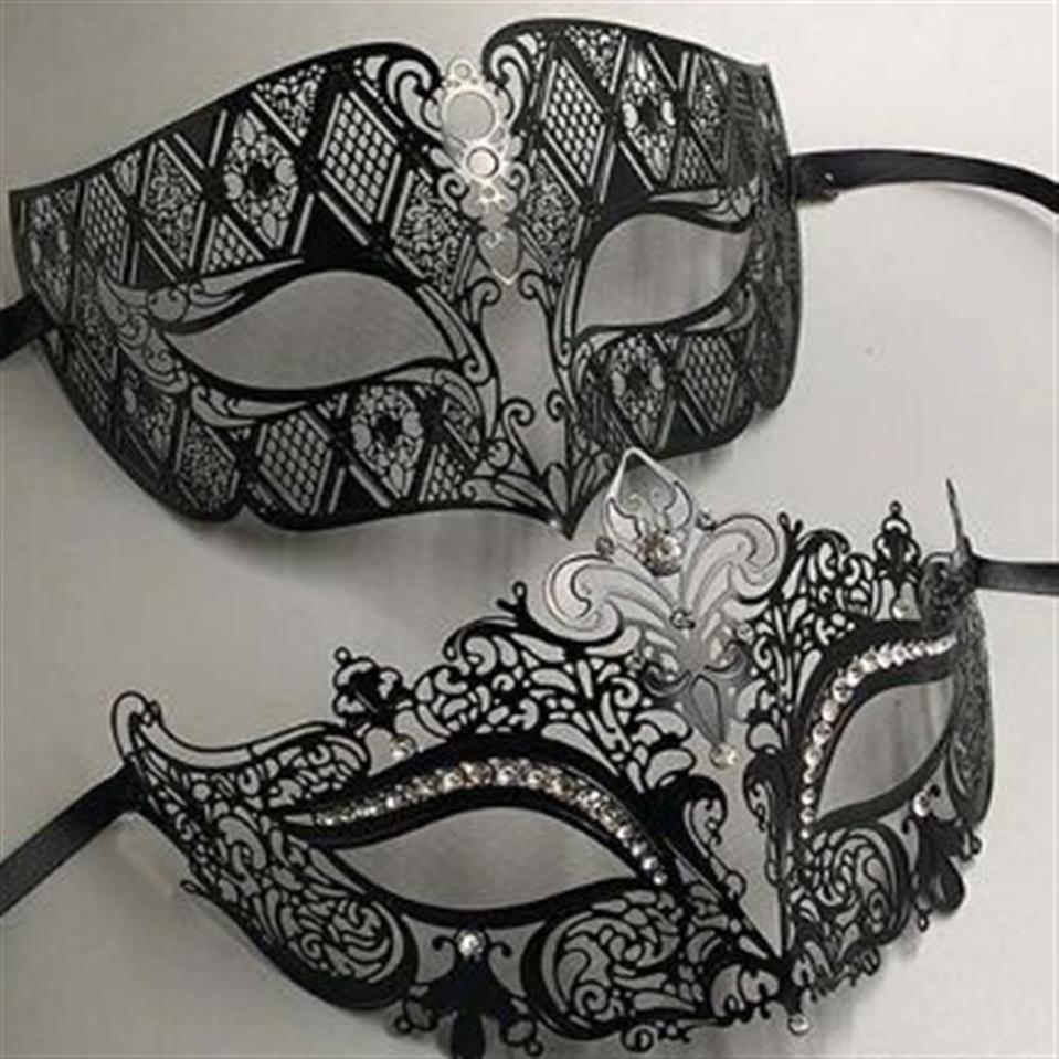 Metallo Filigrana Strass Mascherata Veneziana Coppia Maschera Coppia Ballo Evento Festa di Nozze Maschera Lotto Costume UOMINI DONNA277k