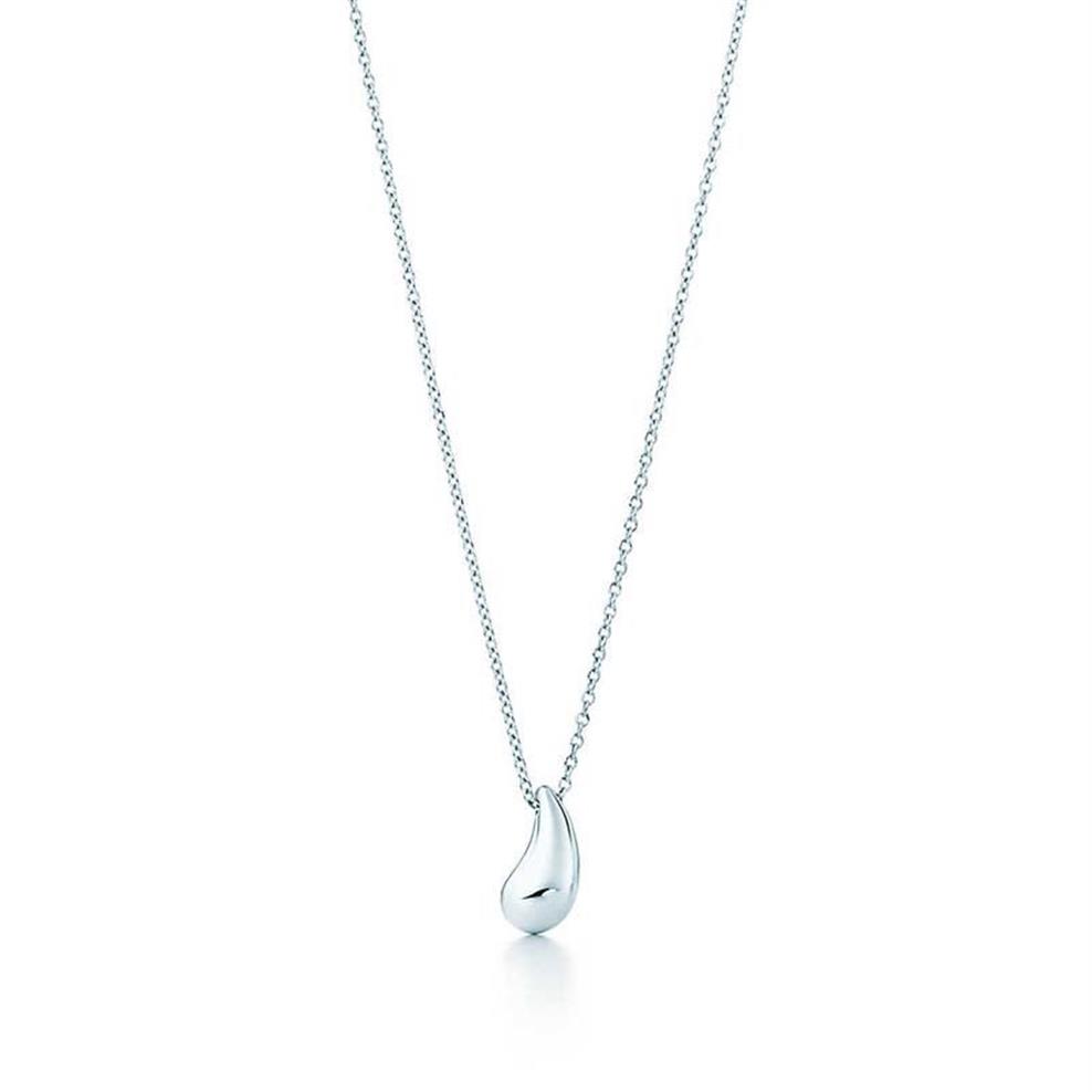 Shinetung S925 Sterling Silver Stylish Simple Silver Teardrop Necklace 1 1バレンタインとのハイエンドの女性ジュエリーギフトQ0267i