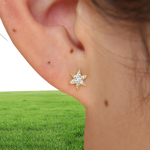 Brinco pequeno pequeno sunburst puro 925 prata esterlina joias mínimas delicado pave cz minúsculo estrela multi piercing earring9729854