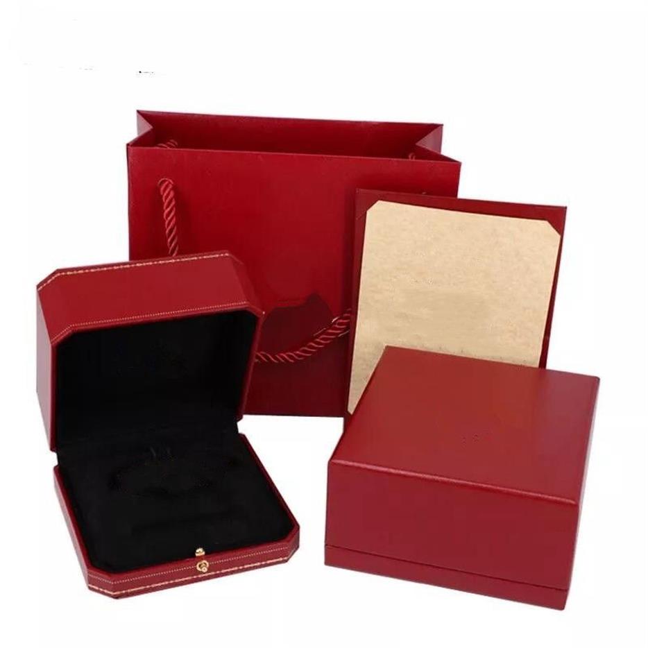 Bijoux Boîte originale Sacs à provisions rouges Bracelets Boîtes Sac en velours Tournevis à vis Bracelets Boîtes High-gra Dedesigner Packaging262p