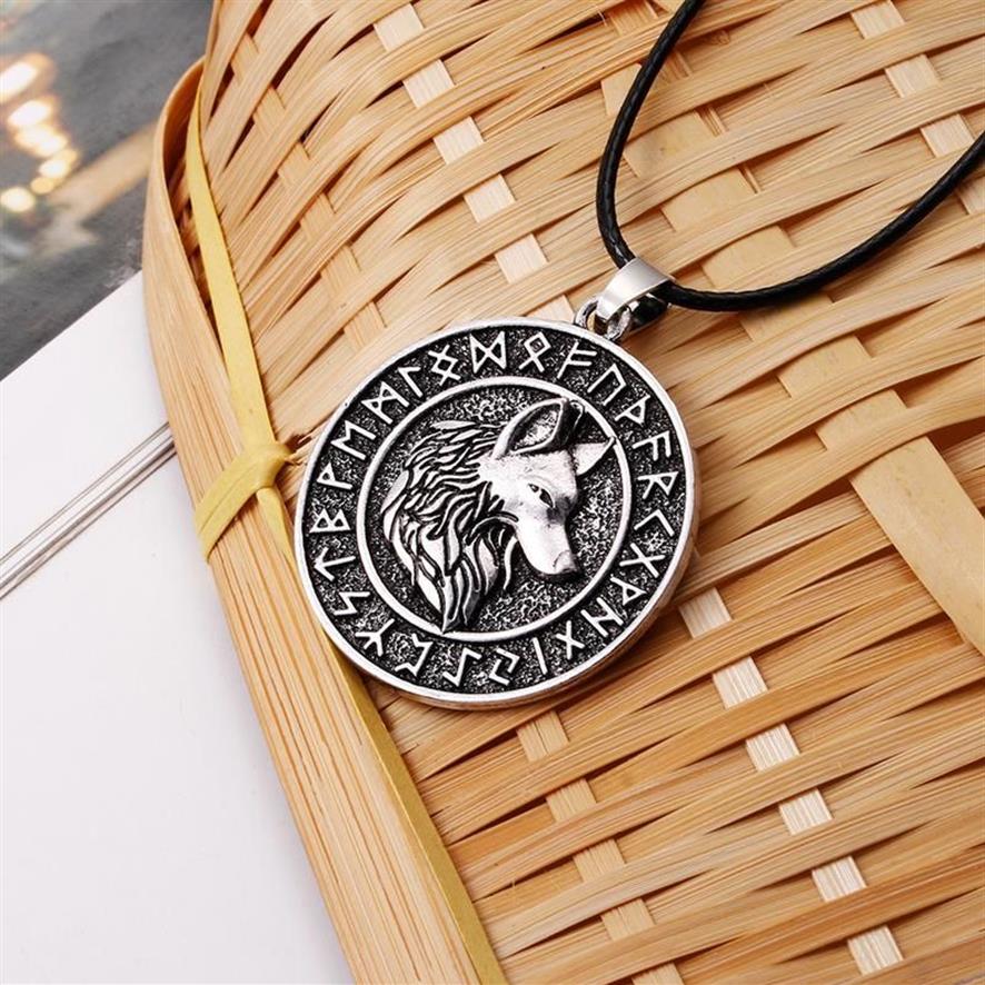 Pendentif Colliers Vintage Nordic Viking Pirate Collier rond pour hommes Odin Mount Celtic Wolf Punk Accessoires masculinsPendant221l