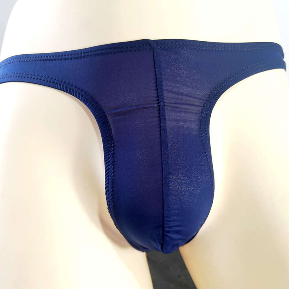 Tongs en soie glacée translucide, sous-vêtements à pochette souple, Lingerie Gay Sexy pour hommes, culotte érotique