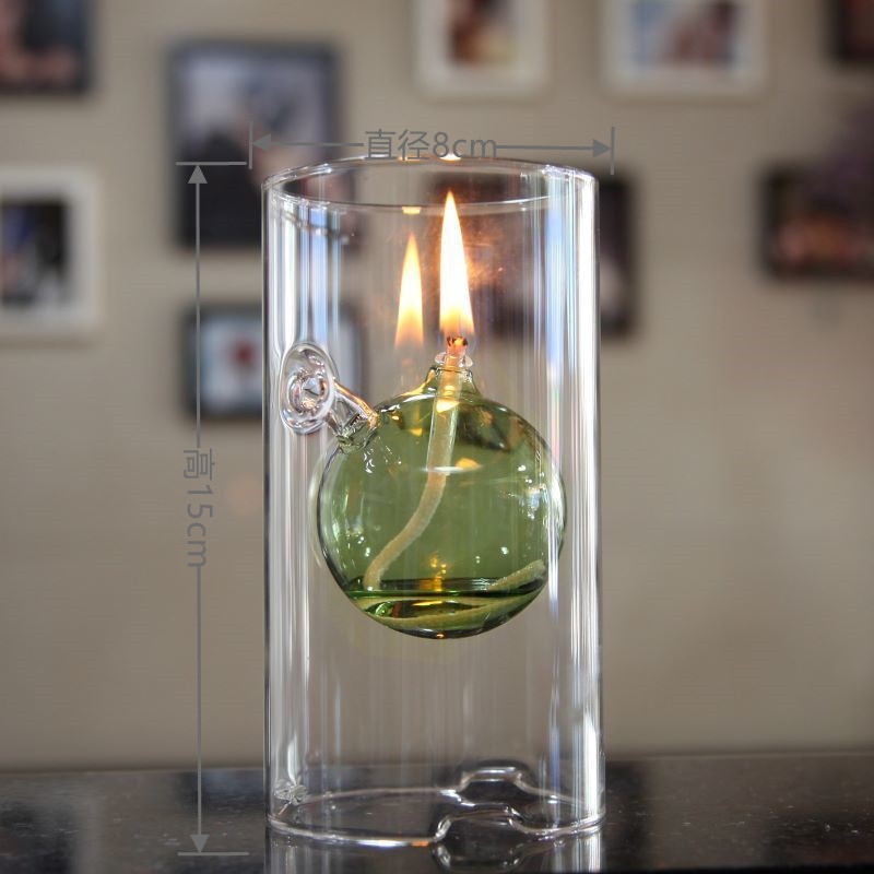 Cylindre décoratif fait à la main, bougeoir en verre, lampe à huile de kérosène de camping, vase en verre