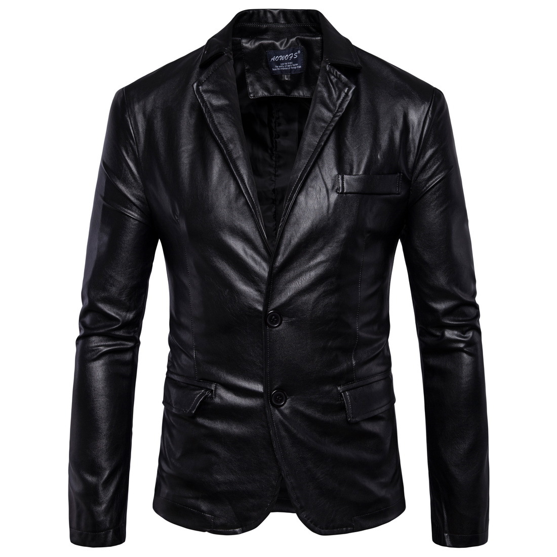 Men's Outerwear Coats Leather Leather Autumn New Men's Flip Collar Slim Fit Leather Coat Large Men's Leather Suit European and American Style PU Leather Coat