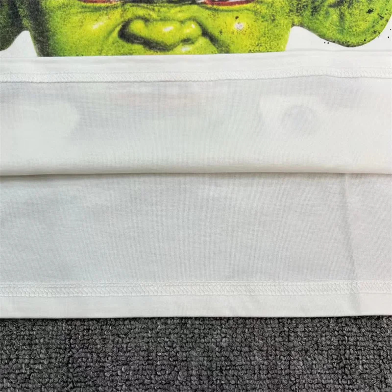 T-shirt in cotone con lettera verde stampa 1 coppia di qualità, ampia, manica corta