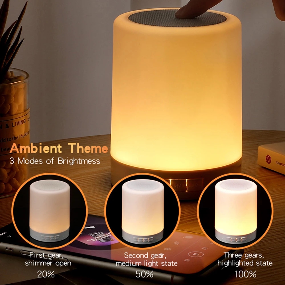 Altoparlante Bluetooth portatile Mini lettore wireless Touch Pat Light Lampada da comodino a LED colorata con luce notturna un sonno migliore