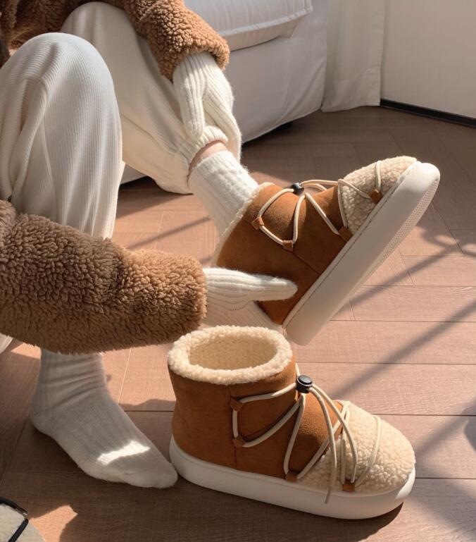 Zima nowe ciepłe i aksamitne wyściełane buty śniegowe moda noszenie paska retro chleb buty nowe, lekkie męskie buty męskie buty z chlebem.