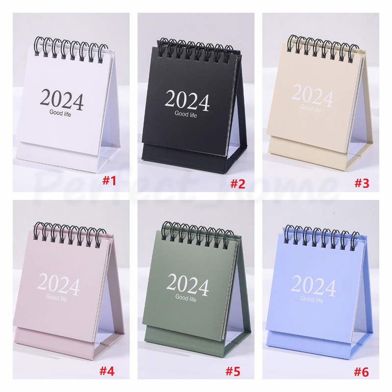 2024 Mini uproszczony angielski kalendarz dekoracja stałych kolorów Plan kalendarza Książka autorstwa Ocean Shipping P158