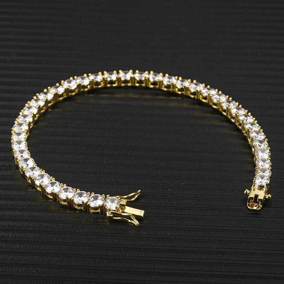 Chaînes de Tennis Rock boucle de printemps Bracelet pour hommes marée Hip-hop Zircon-microencased 3 4 5mm 7 8 9 pouces bracelets de tennis pour hommes An2408