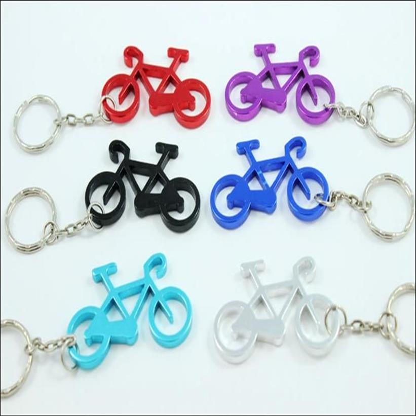 Gemengde Kleuren Fietssleutelhangers Fietssleutelhangers Fles Wijn Bier Opener Bar Tool Metalen Sleutelhangers Sieraden sleutelhangers Gifts237O