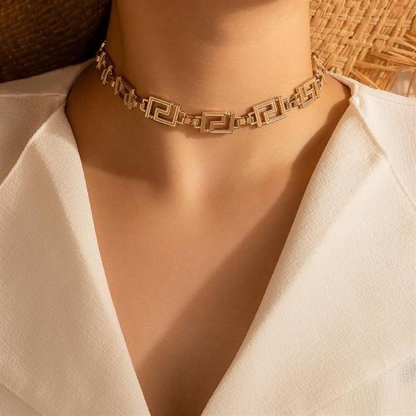 Chokers 2021 Fashion Punk Maze Stor väggmönster kort choker för kvinnor vintage enskiktshalsband överdrivna smycken263r