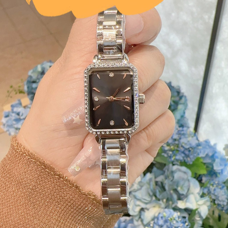 Orologi da donna di lusso alla moda Orologi da polso da donna con cinturino in acciaio inossidabile di marca superiore quadrante rettangolare orologio di design con diamanti le donne Festa della mamma Natale Capodanno Regalo