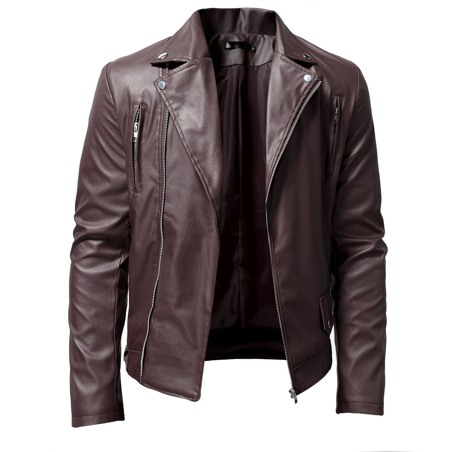 Men's Outerwear Coats Leather Autumn new European and American men's PU leather jacket for men's standing collar punk motorcycle